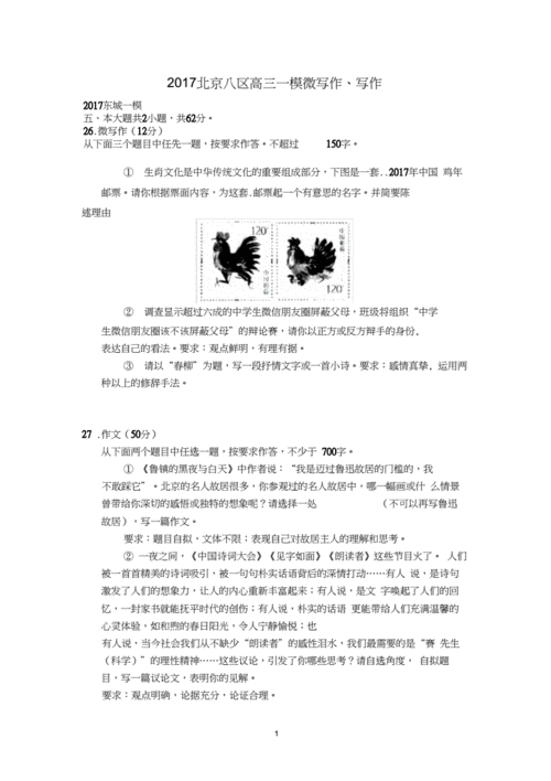 2017北京高考微写作范文